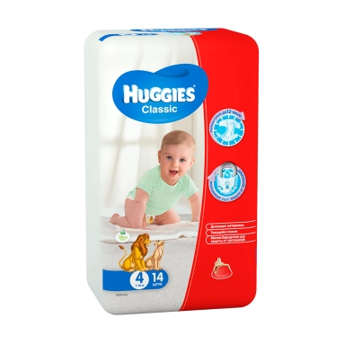 Huggies Classic Детские одноразовые подгузники (7-18кг) 14 шт