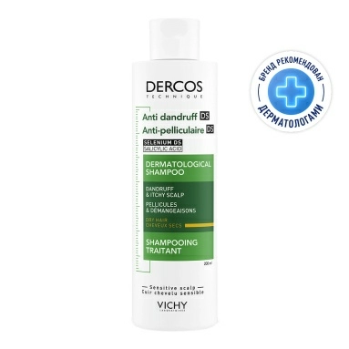 Vichy Dercos Technique Шампунь-уход для сухих волос интенсивный "Пров перхоти DS" 200 мл
