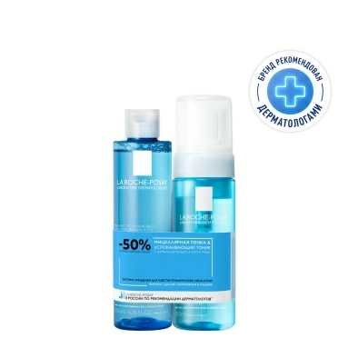 Набор LA ROCHE-POSAY Тоник успокаивающий для кожи лица и глаз Soothing Lotion, 200 мл + Пенка 
мицеллярная очищающая для чувствительной кожи лица, 150 мл