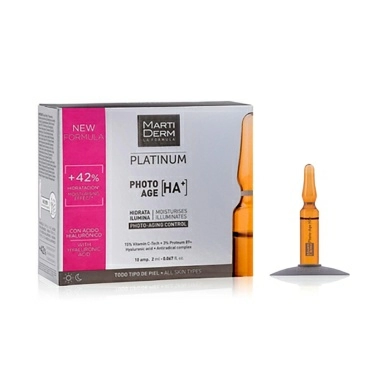 MartiDerm Сыворотка-уход с гиалуроновой кислотой «Коррекция фотостарения» PLATINUM AMP PHOTO AGE HA+ 10 амп.(ампл. 2 мл)