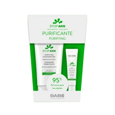 LABORATORIOS BABE набор косметический PURIFYING: Очищающий гель для умывания STOP AKN, 200 мл + Гель против акне локального применения, 8 мл