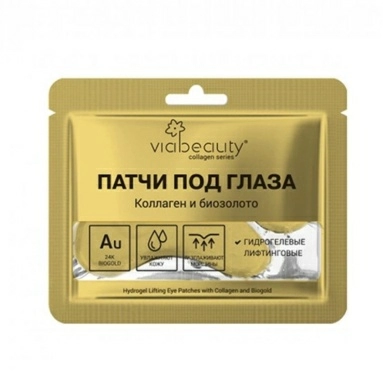 VIABEAUTY Гидрогелевые патчи п/глаза с эффектом лифтинга с Коллагеном и Биозолотом 1 пара