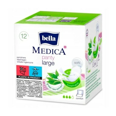 Bella Medica Ультратонкие женские гигиенические ежедневные прокладки с экстрактом зеленого чая (green tea extract) размер panty large 12шт