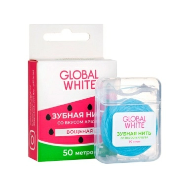 GLOBAL WHITE Зубная нить со вкусом арбуза