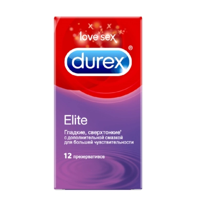 Презервативы Durex № 12 Elite Сверхтонкие (с дополнительной смазкой)