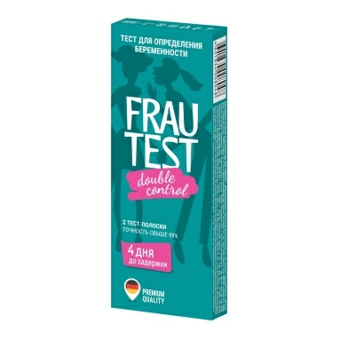 Тест для определения беременности FRAUTEST double control, 2 тест-полоски