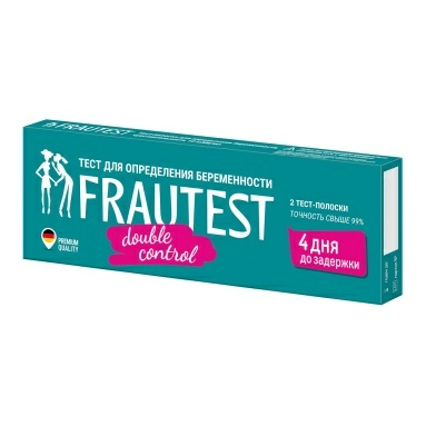 Тест для определения беременности FRAUTEST double control, 2 тест-полоски