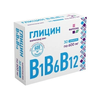 Глицин В1+В6+В12 ФАРМЛЭНД БИО, БАД таблетки №30