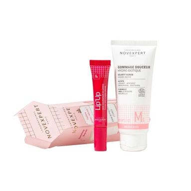 Набор Novexpert Magnesium Бархатистый гидробиотический скраб, 60мл+Бальзам для увеличения объема губ с гиалуроновой кислотой, 8 мл