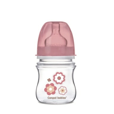 Canpol babies Бутылочка пластиковая для кормления (медл. поток с шир. горлом 0+) 120мл 35/216 pink