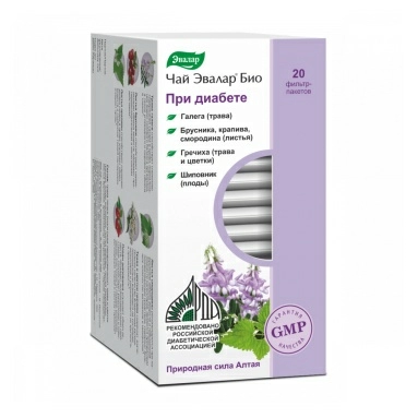 Чай Эвалар Био При диабете, БАД сырье растительное в фильтр-пакетах по 2,0 г №20