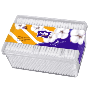 Bella cotton Ватные палочки (пластмассовая прямоуг. упаковка) 350 шт