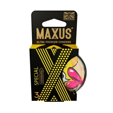 Презервативы мужские из натурального латекса Maxus Special (точечно-ребристые) 3 шт в упаковке