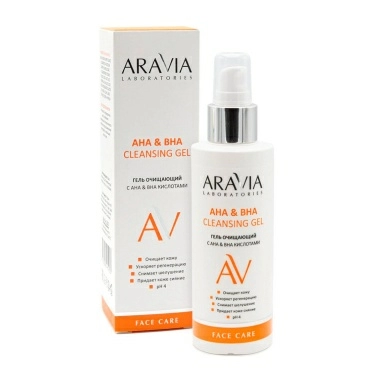 ARAVIA Laboratories Гель очищающий с АНА и ВНА кислотами / AHA&BHA Cleansing Gel, 150 мл