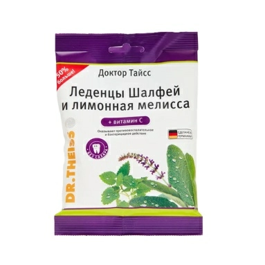 Доктор Тайсс Леденцы Шалфей и лимонная мелисса + витамин С 75г.