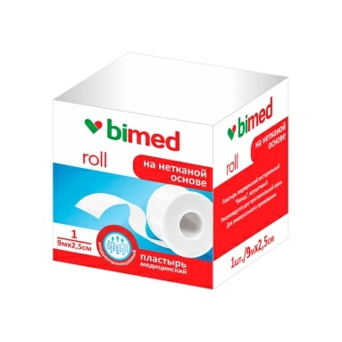Пластырь мед.н/с "Бимед"катушечный на нетканой основе (белый) 9мх2,5см