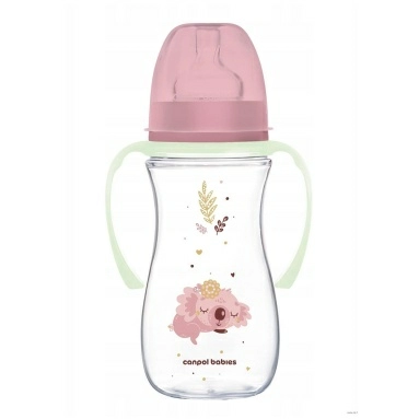 Canpol babies Бутылочка для кормлен.пластик.(12м+/силик.соска, светящ.ручки) 300 мл, арт. 35/238_pin