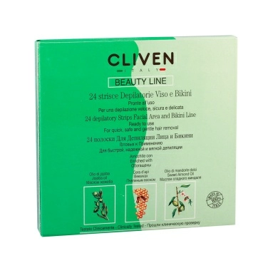 CLIVEN Beauty Line Полоски для депиляции лица и бикини 24 шт