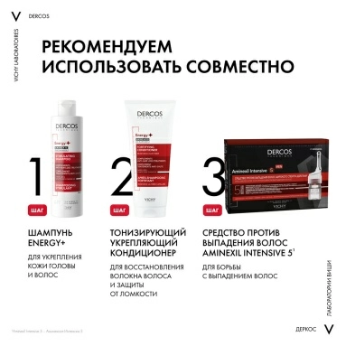 VICHY Dercos Technique AMINEXIL INTENSIVE 5. MEN Средство против выпадения волос широкого спектра действия для мужчин, 21 монодоза