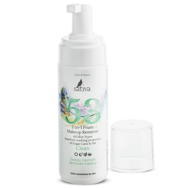 SATIVA Пенка 2 в 1 для очищения и снятия макияжа №53 (для всех типов кожи), 165 мл