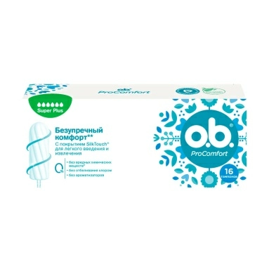 O.B. Тампоны женские гигиенические ProComfort Super Plus, 16 шт