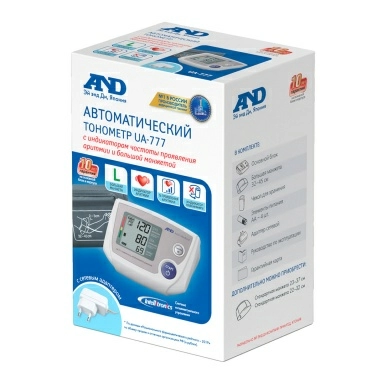 A&D Прибор для измерения артериал. давл. и част. пульса цифр(автом) UA-777 (адаптер,манжета 22-32см)