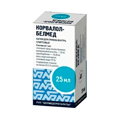 Корвалол-Белмед к-ли для приема внутрь спиртовые(20мг+18,26мг)/мл во фл 25мл в уп №1