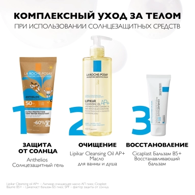 La Roche-Posay Anthelios Dermo-pediatrics детский солнцезащитный гель с технологией нанесения на влажную кожу для лица и тела SPF 50+ 200 мл