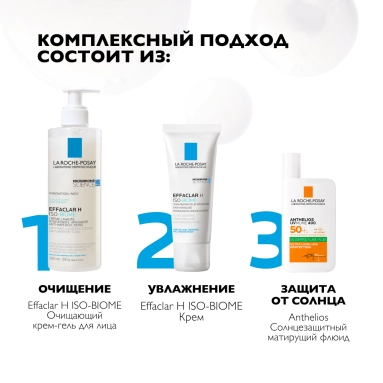 La Roche-Posay Effaclar H Iso-Biome Крем-гель очищающий, успокаивающий против несовершенств 390 мл