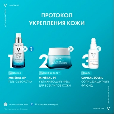 Набор VICHY MINERAL 89 Крем интенсивно увлаж. 72 ч для всех типов кожи, 50 мл+ Гель-сыворотка ежедн. для кожи,подверженной агрессивн. внешн. возд. 10 мл +CAPITAL SOLEIL UV-AGE DAILY Солнц. флюид для лица невесомый против призн. фотостар.SPF 50 + 3 мл