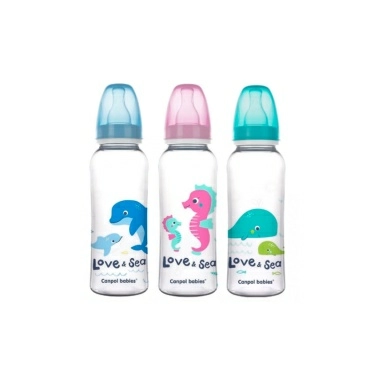 Canpol babies Бутылочка для кормления пластиковая ("Love&Sea" 12+/силик. соска), 250 мл, 59/400