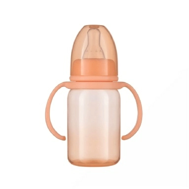 ПОМА Бутылочка 140 мл (ПП, с ручками) с молочной соской (силикон, средний поток) 4 мес + арт.7910, 1шт