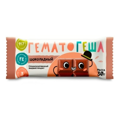Специализированная пищевая продукция для диетического профилактического питания "Гематогеша шоколадный" 30 г