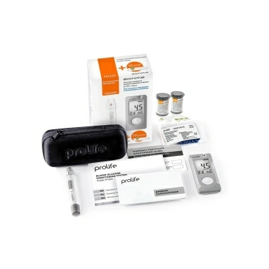 Экспресс-анализаторы глюкозы в крови портативные с принадлежностями: система контроля уровня глюкозы в крови PROLIFE PM 200, - тест-полоски PROLIFE PT 200 (50 шт. в упаковке)