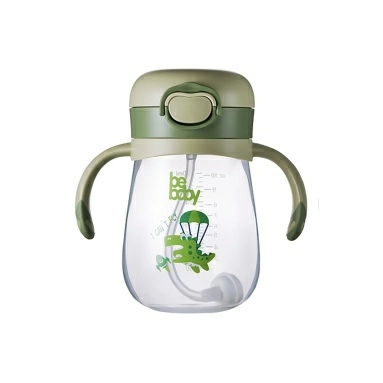 Bebaby Поильник непроливающий с трубочкой из мягкого силикона, 9 мес+ (зеленый,фиолетовый) ,арт. R-01P 300 мл