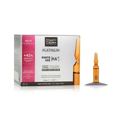 MartiDerm Сыворотка-уход с гиалуроновой кислотой «Коррекция фотостарения» PLATINUM AMP PHOTO AGE HA+ 30 амп. (ампл. 2 мл)