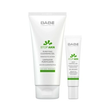 LABORATORIOS BABE набор косметический PURIFYING: Очищающий гель для умывания STOP AKN, 200 мл + Гель против акне локального применения, 8 мл