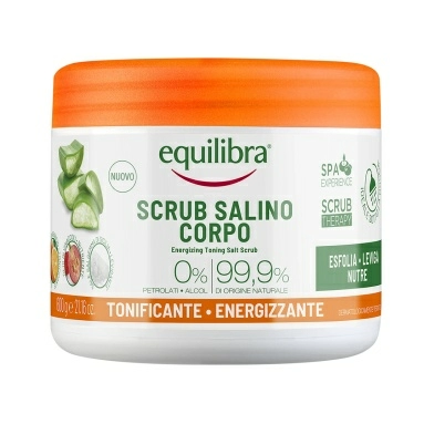 EQUILIBRA Соляной скраб для тела тонизирующий энергизирующий, 600 г