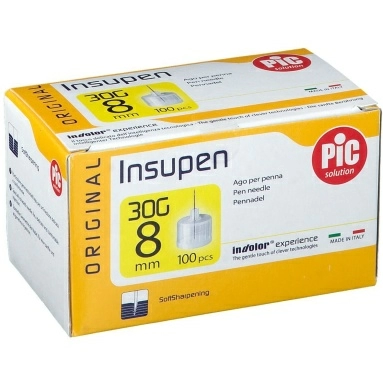Иглы для шприц-ручки PIC solution INSUPEN ORIGINAL размер G30 (0,30мм х 8 мм) № 100