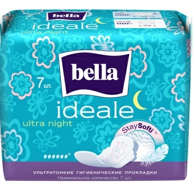 Bella IDEALE ultra night Ультратонкие женские гигиенические впитывающие прокладки 7 шт (stay softi)