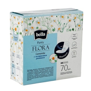 Bella Panty FLORA Camomile Прокладки женские гигиенические ежедневные с экстрактом ромашки 70 шт
