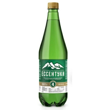 Вода минеральная природная лечебно-столовая питьевая "Есентуки №4" хлоридно-гидрокарбонатная натриевая, борная, газированная, 1 л, ПЭТ