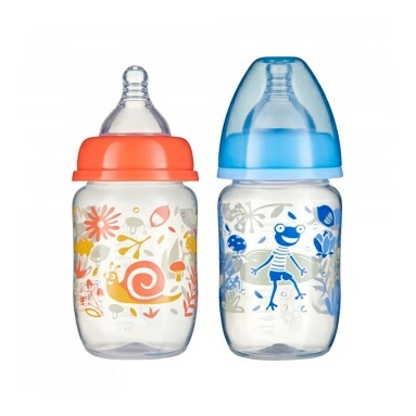 ПОМА Бутылочка пластик с широк горлом с мол силик соской с медл поток 0мес+ арт7010 180 мл 1 шт