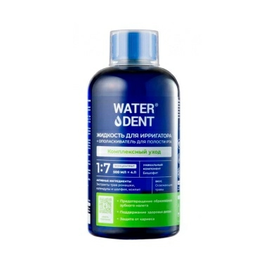 WATERDENT Жидкость для ирригатора + ополаскиватель для полости рта 2 в 1 Комплексный уход /Water flosser rinse & mouthwash 2 in 1 Herbal Fresh 500мл