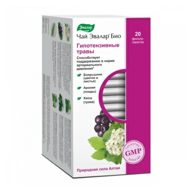 Чай Эвалар Био Гипотензивные травы, БАД сырье растительное в фильтр-пакетах по 1,5 г №20