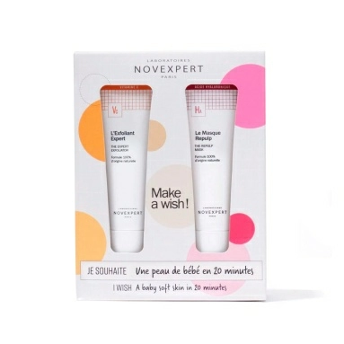 Novexpert Набор: Vitamin C Отшелушивающий скраб для сияния кожи 50 мл+Hyaluronic acid Маска для придания упругости кожи 50мл