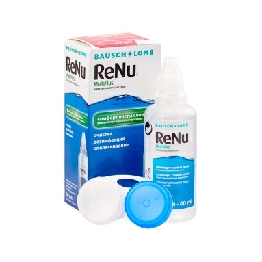 Раствор универс. ReNu MultiPlus (об-м,мл:60) по уходу за мягк.конт.л-ми в компл. с конт. д/хр. к.л.