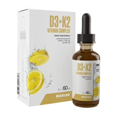 MAXLER БАД «Д3+К2 Витаминный комплекс» вкус лимон, жидкость 60 мл