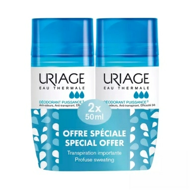 Uriage Набор Дезодорант-антиперспирант шариковый DEODORANT PUISSANCE 3 тройного действия 50 мл (2 шт )