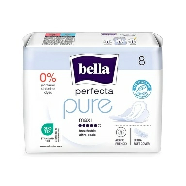 BELLA PERFECTA pure Ультратонкие женские гигиенические впитывающие прокладки (БЕЛЛА ПЕРФЕКТА пьюр макси) maxi 8 шт